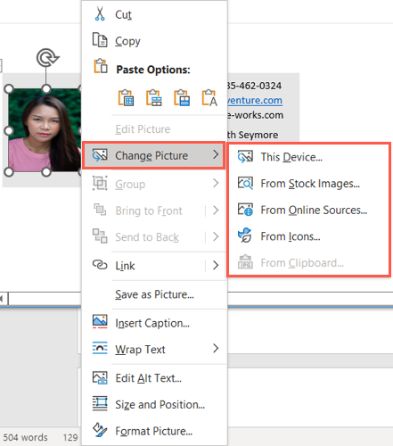 Change Picture with locations in Outlook
