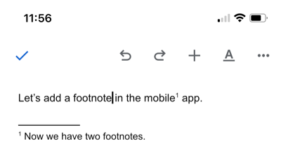 Footnote deleted in the mobile app