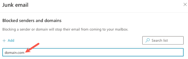 Domain entered to block