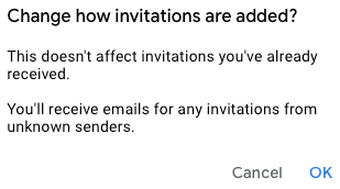 How invitations are added confirmation message