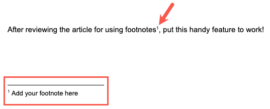 Footnote inserted in a Google Doc