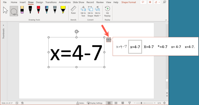Suggestions for a converted equation in PowerPoint