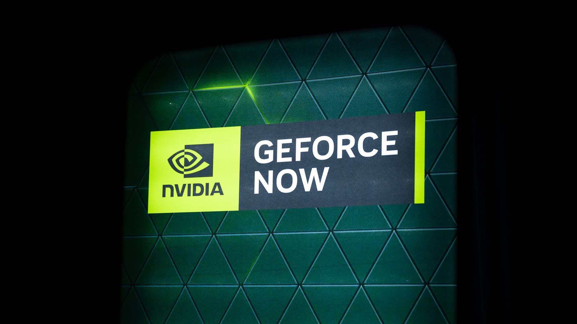 NVIDIA GeForce Now logo at CES 2023