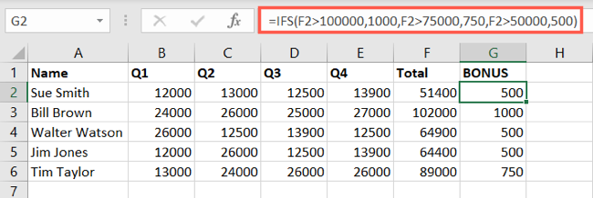 IFS function with number results