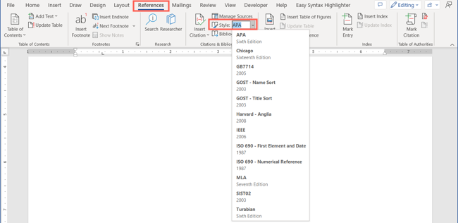 Writing formats in Word