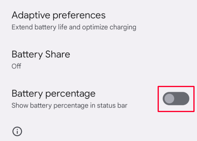 Toggle on the "Battery Percentage" option.