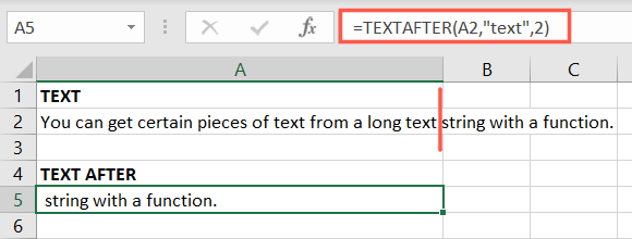 TEXTAFTER function using an instance