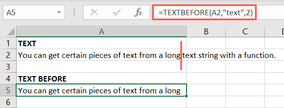 TEXTBEFORE function using an instance