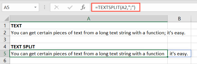 TEXTSPLIT function across columns with a single delimiter
