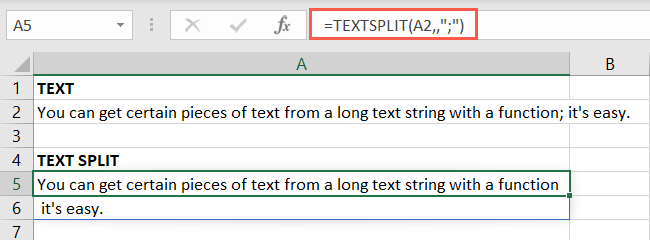 TEXTSPLIT function across rows with a single delimiter