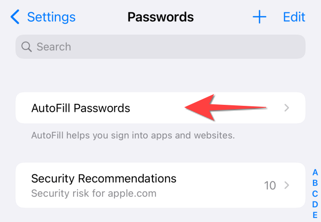 Tap on "Autofill Passwords" option to open it.