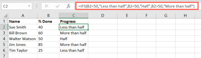 IFS function with text results