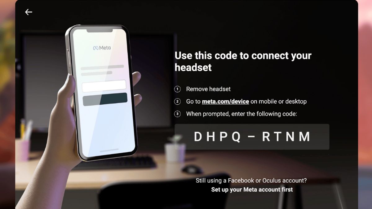 The code shown on your Quest VR headset.