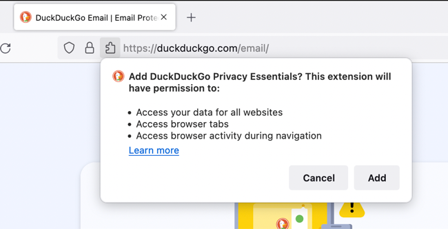 DuckDuckGo extension for the Firefox browser