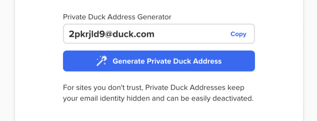 Create a new DuckDuckGo Email Protection alias