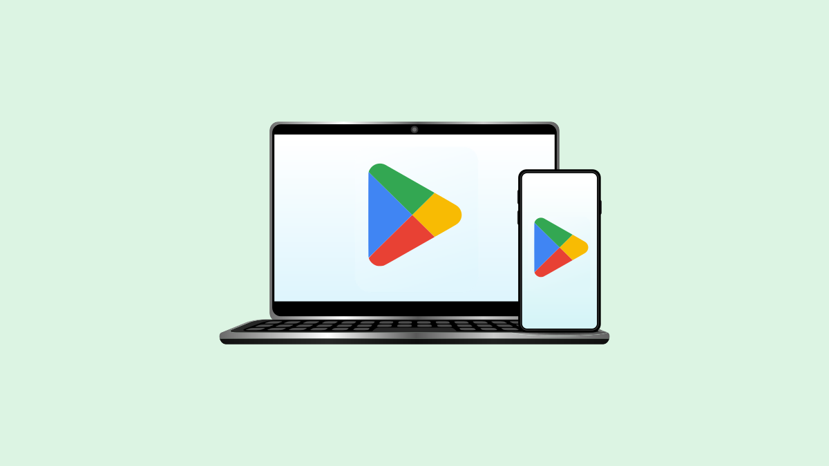 Google Play Store on phone and laptop.