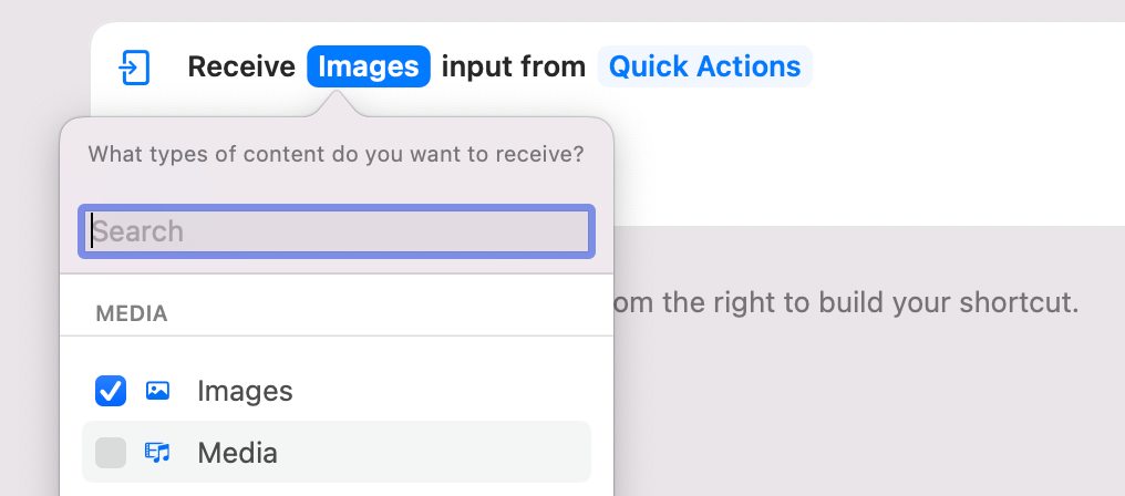 Receive Images in Shortcuts