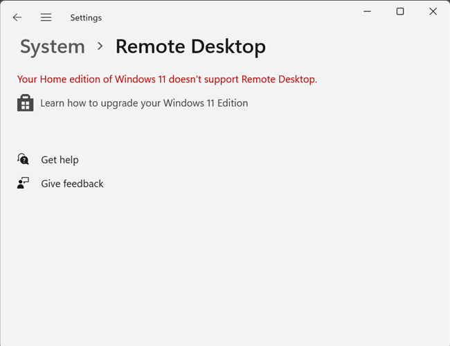 Remote Desktop is not acailable on WIndows 11 Home.