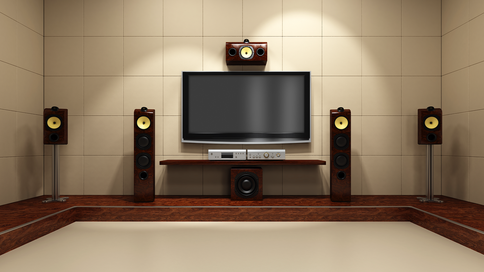 A room with a home theater setup.