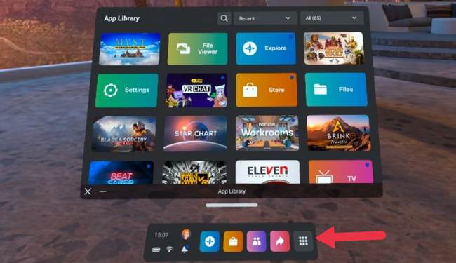 Quest VR App Library Button
