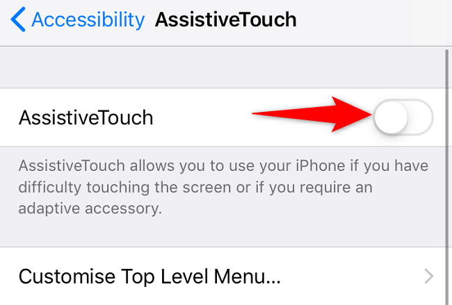 Toggle on "AssistiveTouch."