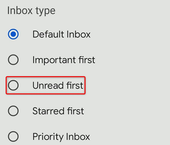Select "Unread First."