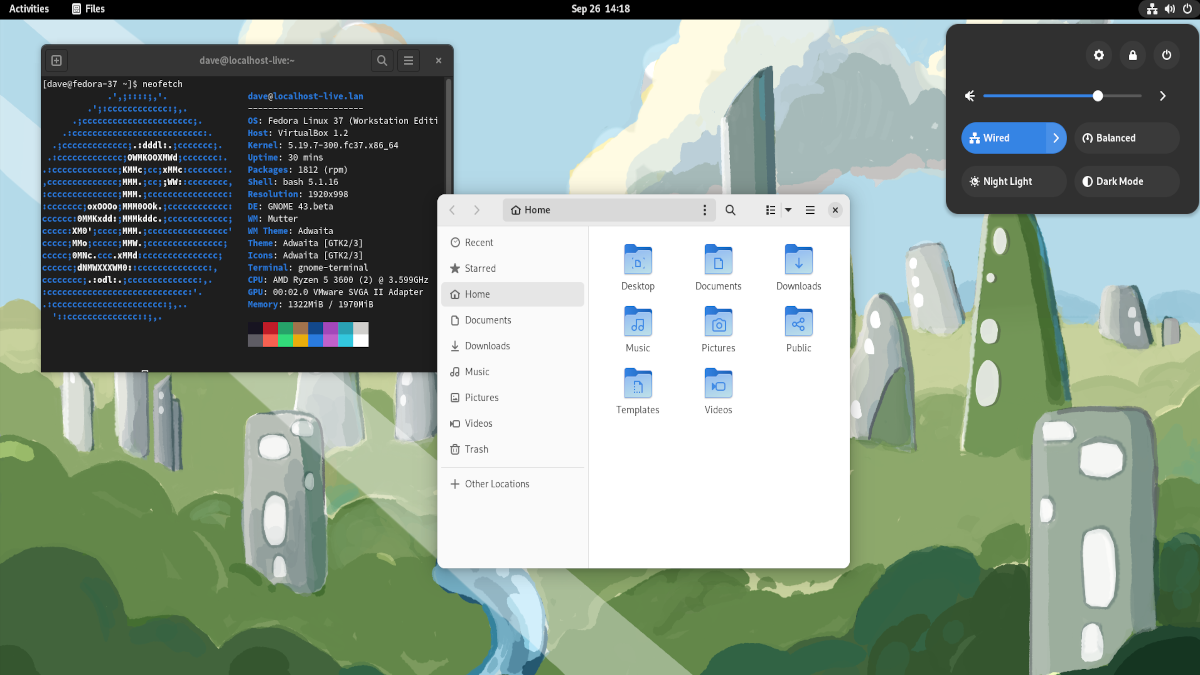 Fedora 37 GNOME desktop