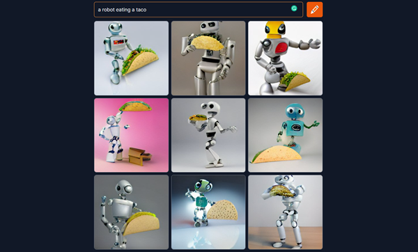 Craiyon "a robot eating a taco"