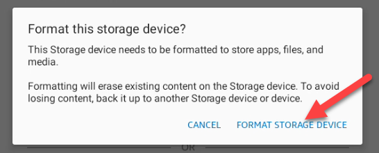 Select "Format Storage Device."