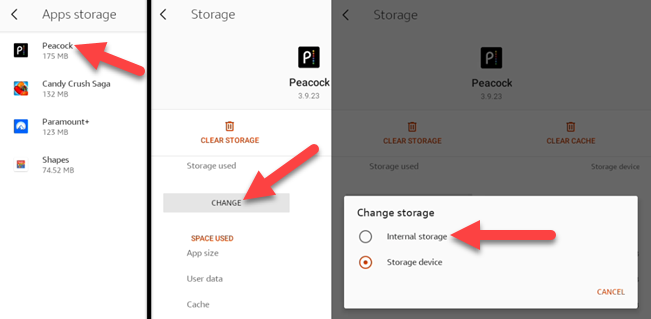 Move an app back to internal storage.