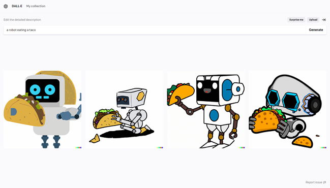 A robot eating a taco.