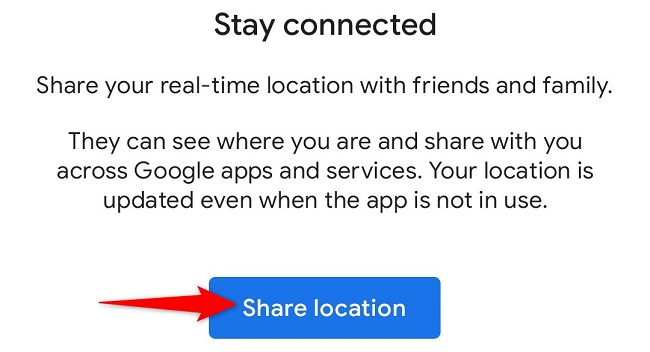 Select &ldquo;Share Location.&quot;