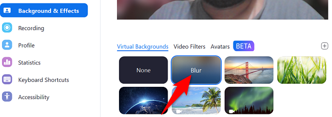 Choose "Blur" on the right.