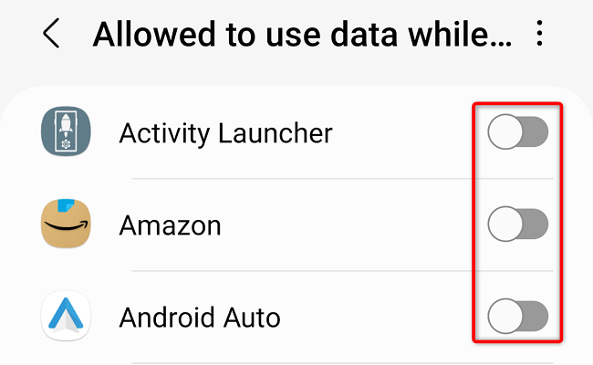 Allow apps to use data on Samsung.