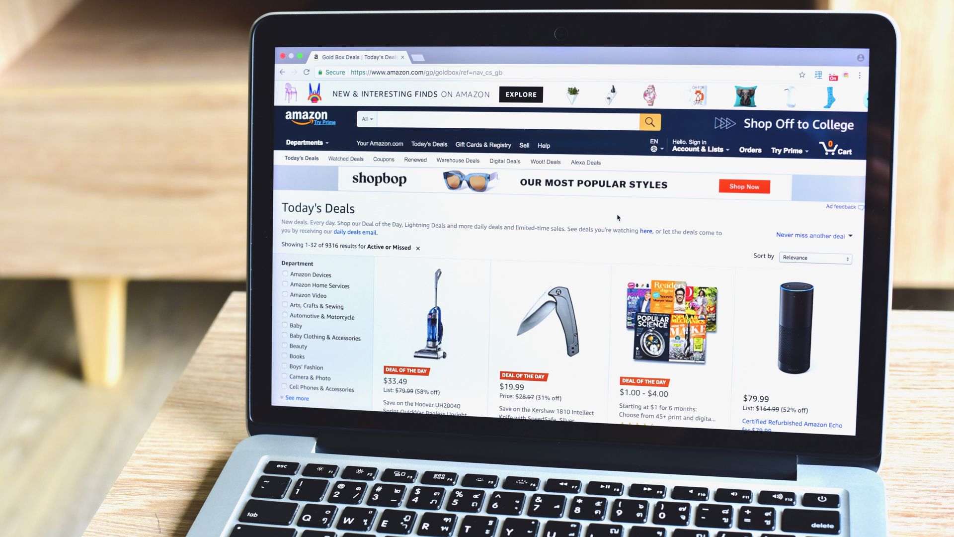Laptop showing Amazon marketplace