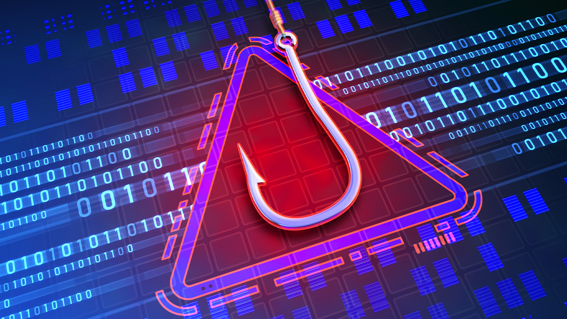 A hook representing a phishing attack on a data.