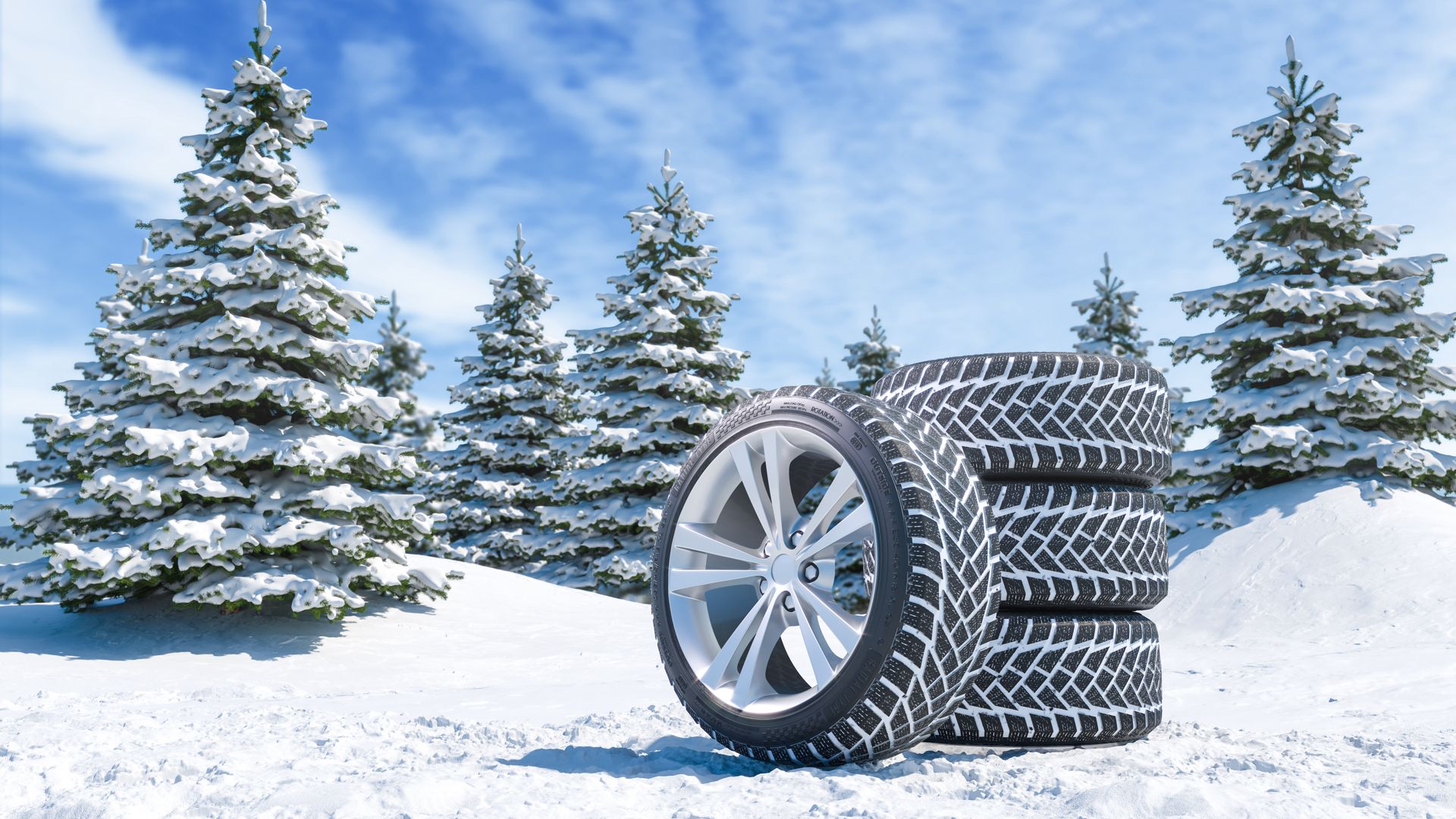 Snow tires in the mountains