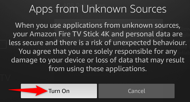 Select &ldquo;Turn On&rdquo; in the prompt.