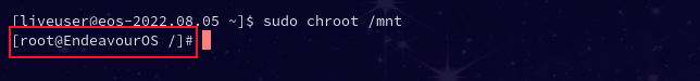 Using the chroot command to create a new effective root