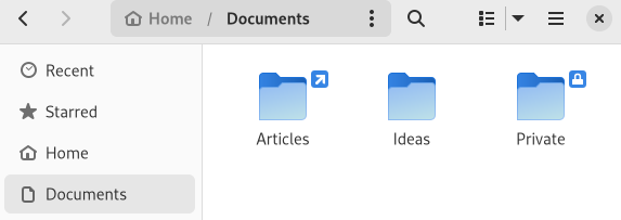 Floating badges used with some folder icons in the FIles browser