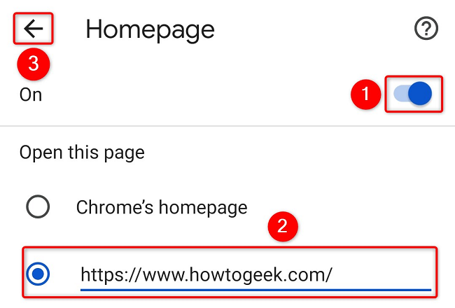 Type the new home page URL.