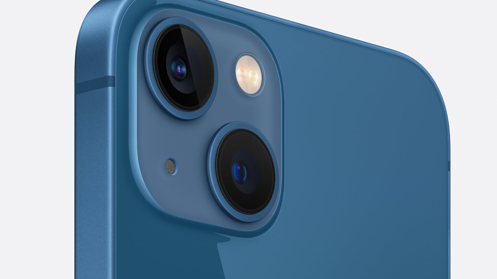 The iPhone 13's dual rear cameras.