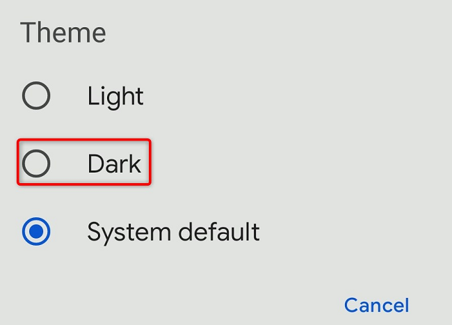 Enable "Dark."