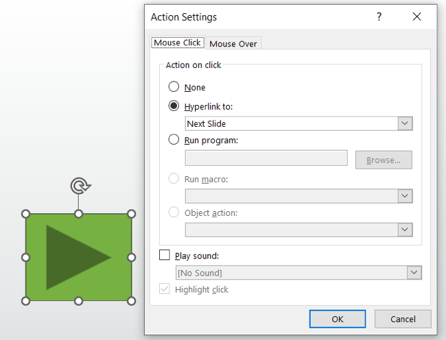 Action Settings with an action button