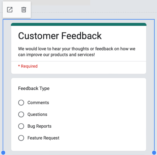 Google Form on Google Sites