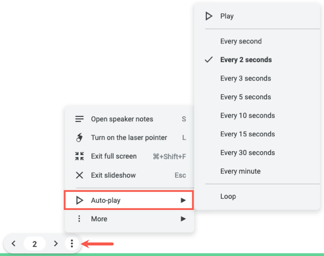 AutoPlay options for Google Slides