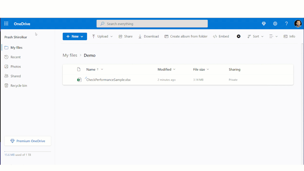 Check Performance feature in Excel Online