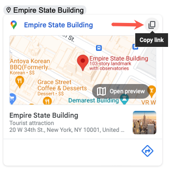 Copy button for a Smart Chip location
