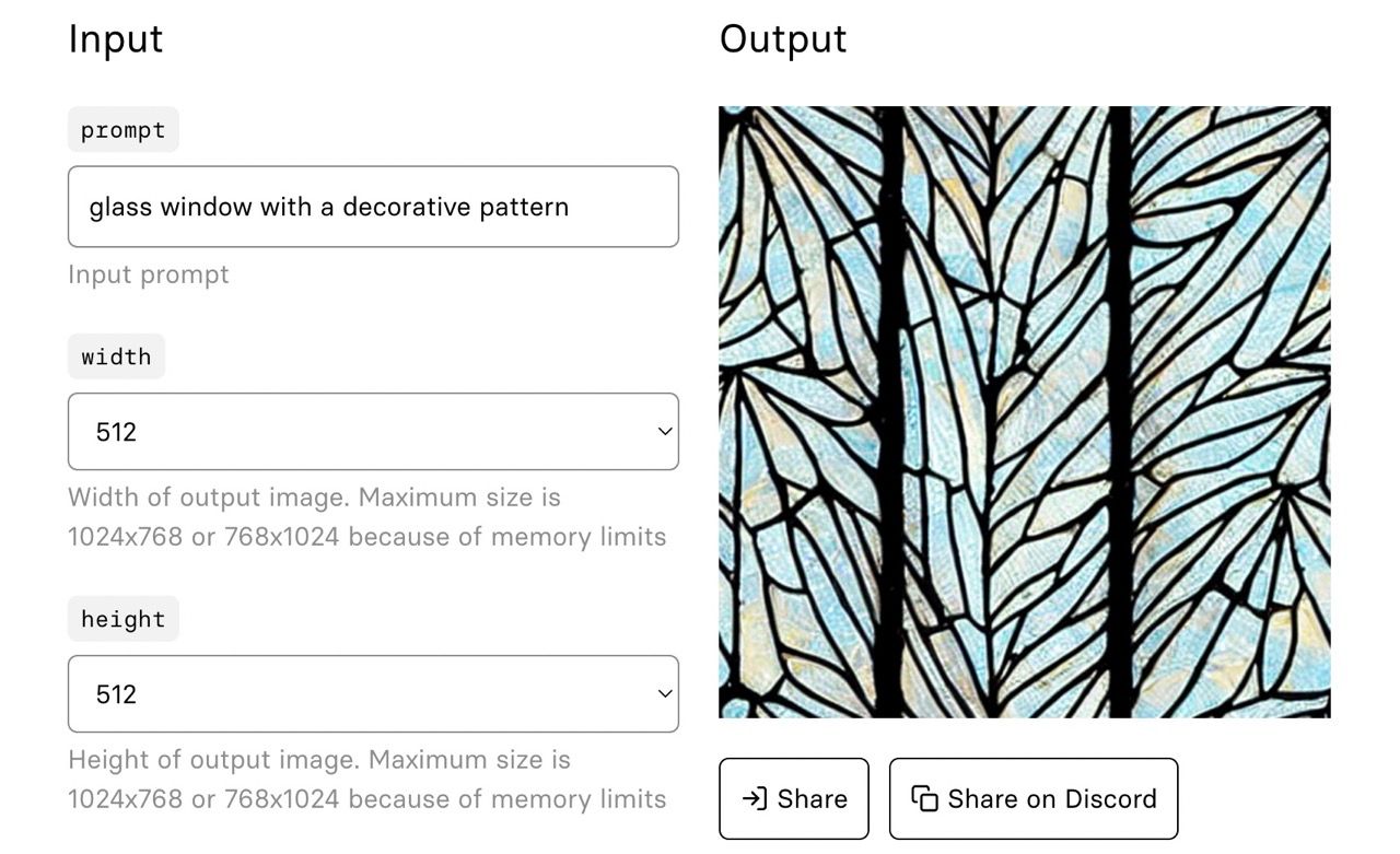 Generating an image for "glass window with a decorative pattern"