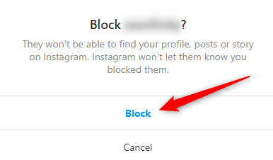 Confirm that you would like to block the account.